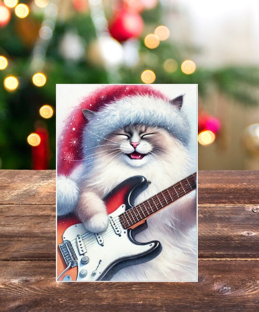 Christmas Rock - Cat Lover - Pack of 10 Greeting Cards   