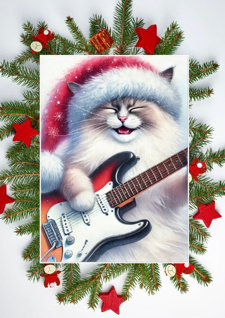 Christmas Rock - Cat Lover - Pack of 10 Greeting Cards   