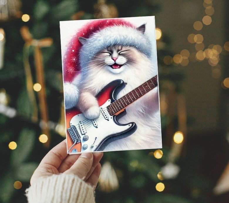 Christmas Rock - Cat Lover - Pack of 10 Greeting Cards   