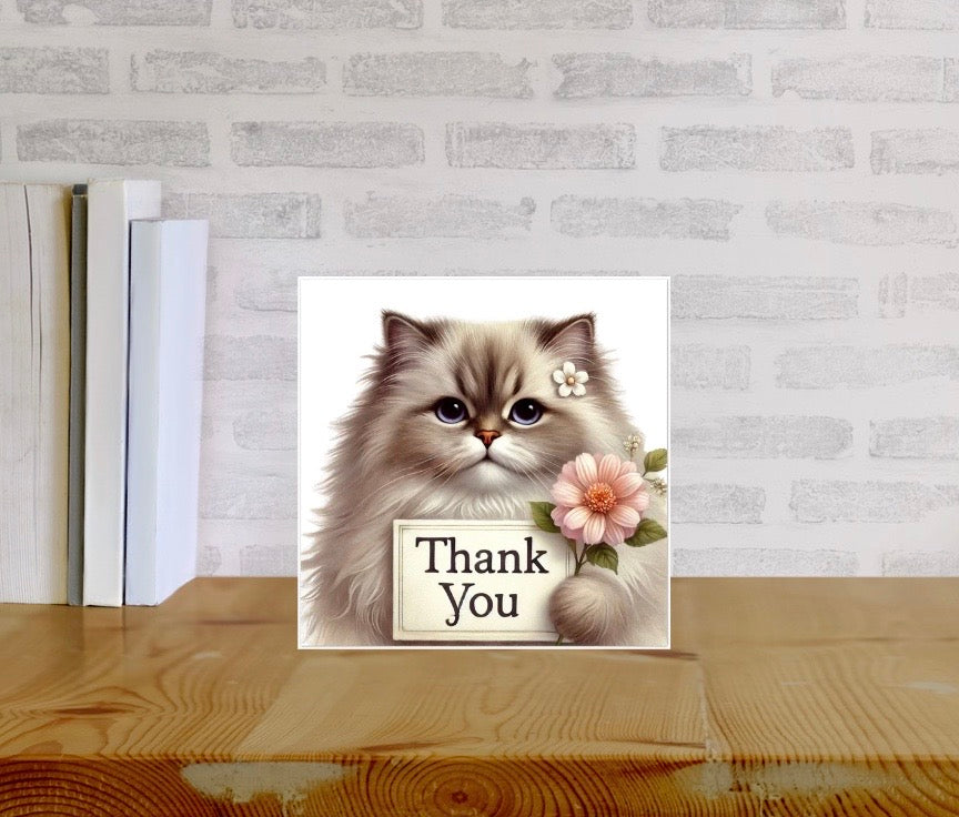 Thank you - Cat Lover - Pack of 10 Blank Greeting Cards   