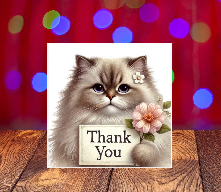 Thank you - Cat Lover - Pack of 10 Blank Greeting Cards   