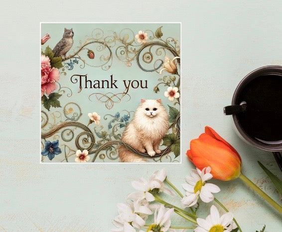 Thank you - Cat Lover - Pack of 10 Blank Greeting Cards   