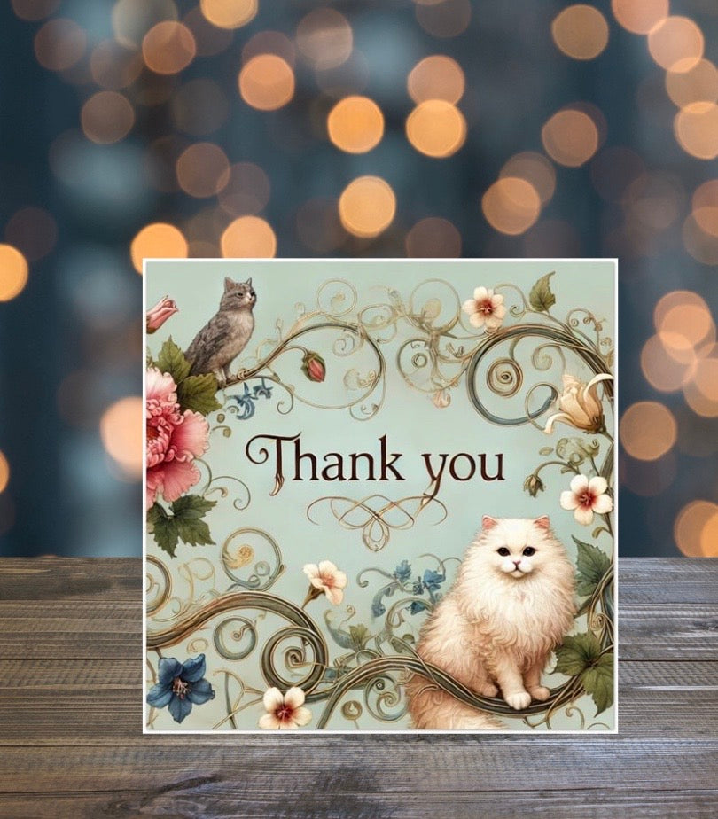 Thank you - Cat Lover - Pack of 10 Blank Greeting Cards   