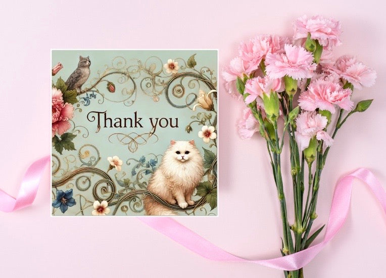 Thank you - Cat Lover - Pack of 10 Blank Greeting Cards   