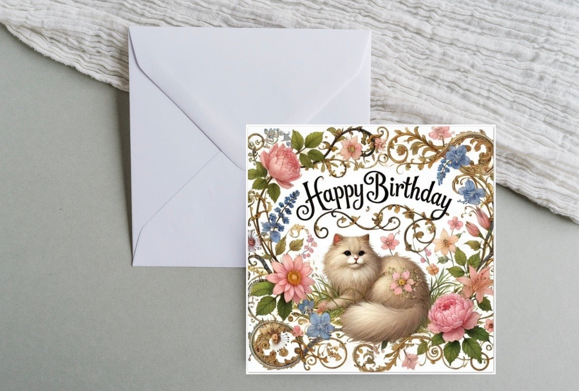 Happy Birthday - Cat Lover - Pack of 10 Blank Greeting Cards   