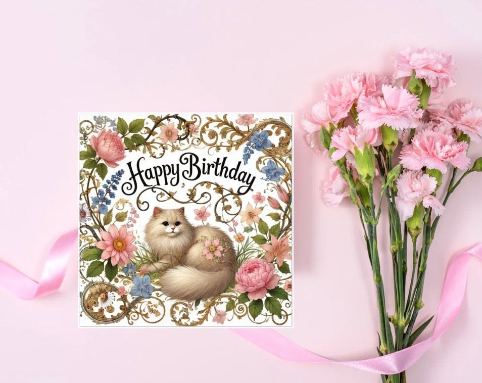 Happy Birthday - Cat Lover - Pack of 10 Blank Greeting Cards   