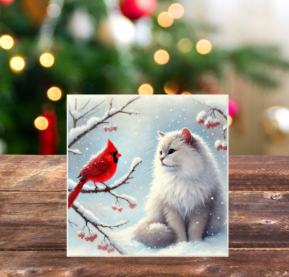 Winter Conversations - Cat Lover - Pack of 10 Blank Greeting Cards   