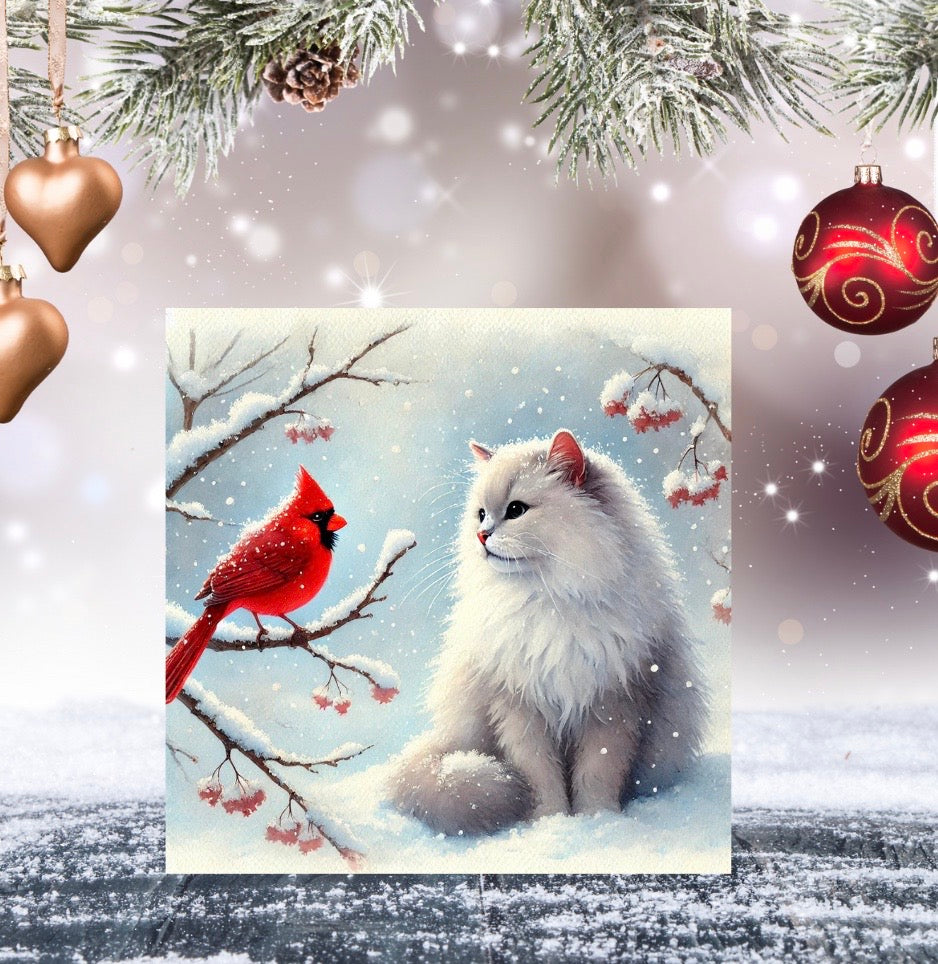 Winter Conversations - Cat Lover - Pack of 10 Blank Greeting Cards   