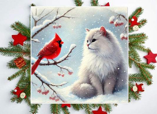 Winter Conversations - Cat Lover - Pack of 10 Blank Greeting Cards   