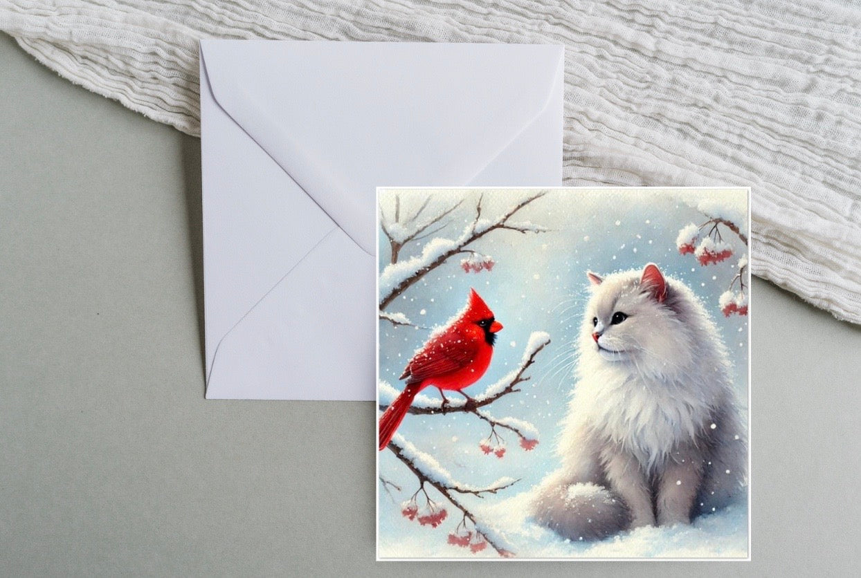 Winter Conversations - Cat Lover - Pack of 10 Blank Greeting Cards   