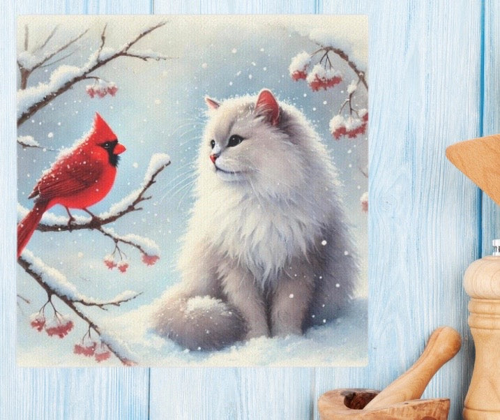 Winter Conversations - Cat Lover - Holiday Decor - Wall Art Decor   