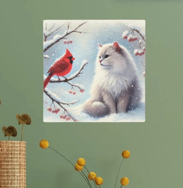 Winter Conversations - Cat Lover - Holiday Decor - Wall Art Decor   