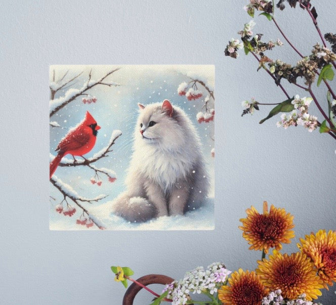 Winter Conversations - Cat Lover - Holiday Decor - Wall Art Decor   