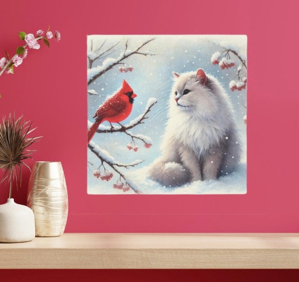 Winter Conversations - Cat Lover - Holiday Decor - Wall Art Decor   