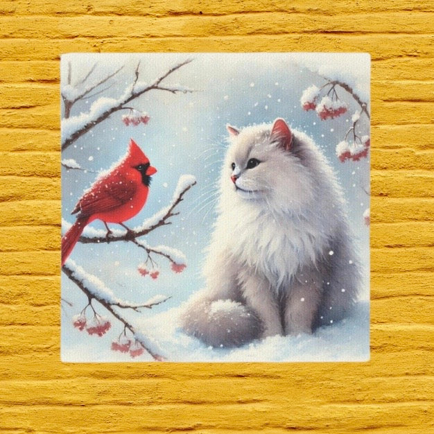 Winter Conversations - Cat Lover - Holiday Decor - Wall Art Decor   