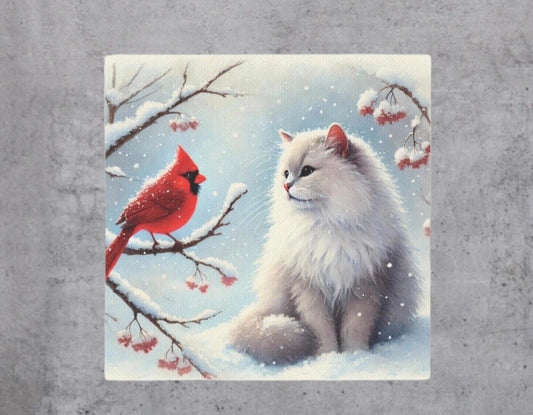 Winter Conversations - Cat Lover - Holiday Decor - Wall Art Decor   