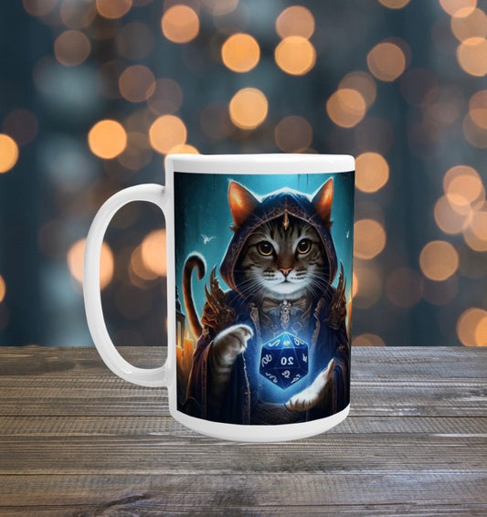 Dungeons and Dragons - Cat Sorcerer - White 15oz Ceramic Mug   