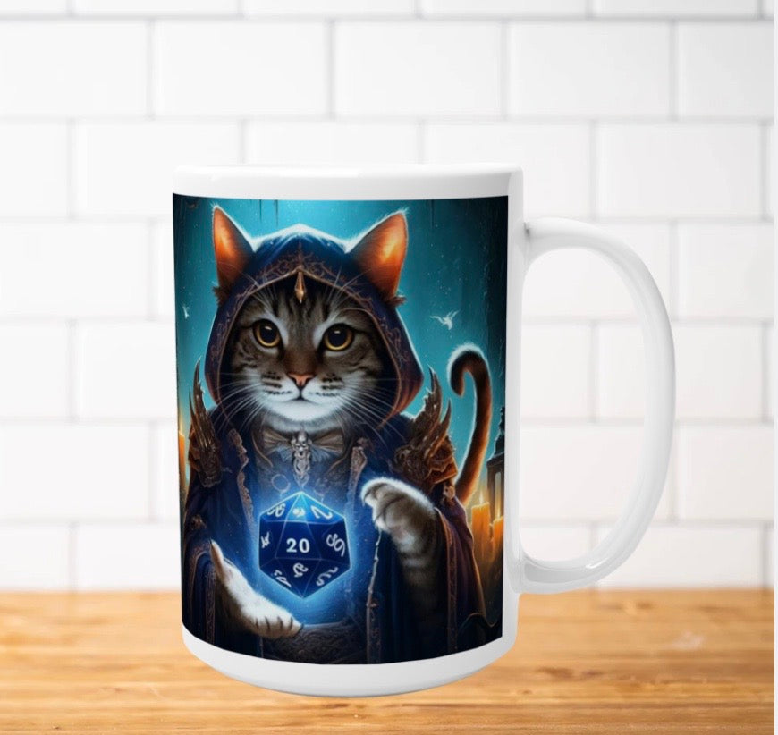 Dungeons and Dragons - Cat Sorcerer - White 15oz Ceramic Mug   