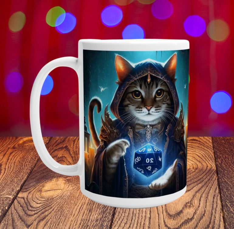 Dungeons and Dragons - Cat Sorcerer - White 15oz Ceramic Mug   