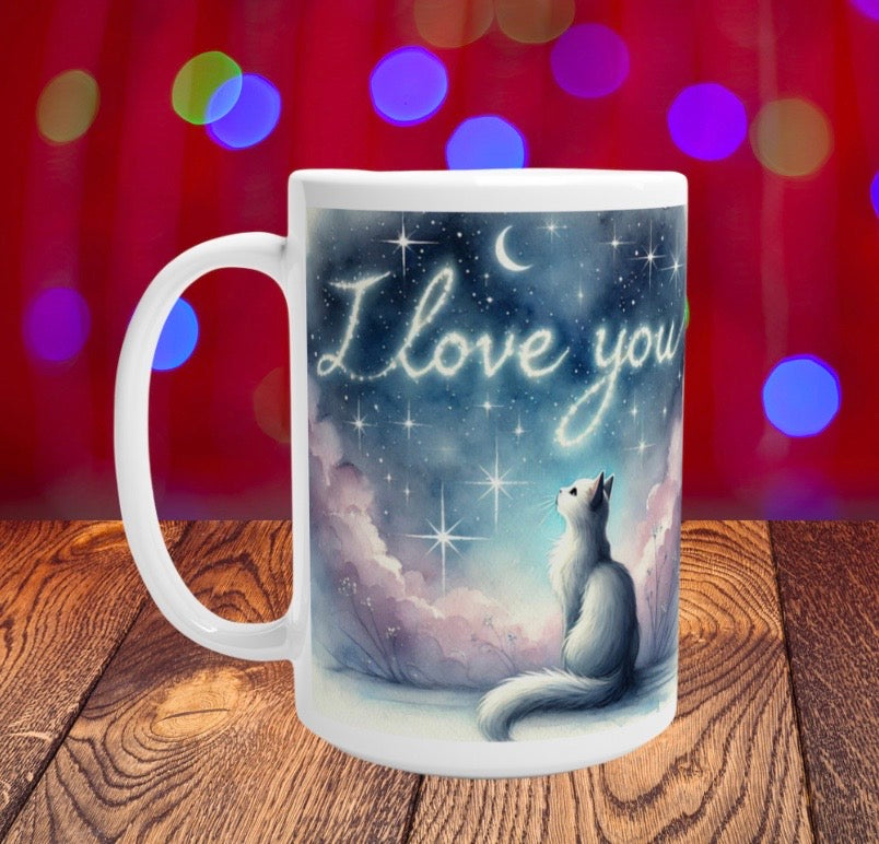 I Love You - Cat Lover -White 15oz Ceramic Mug   