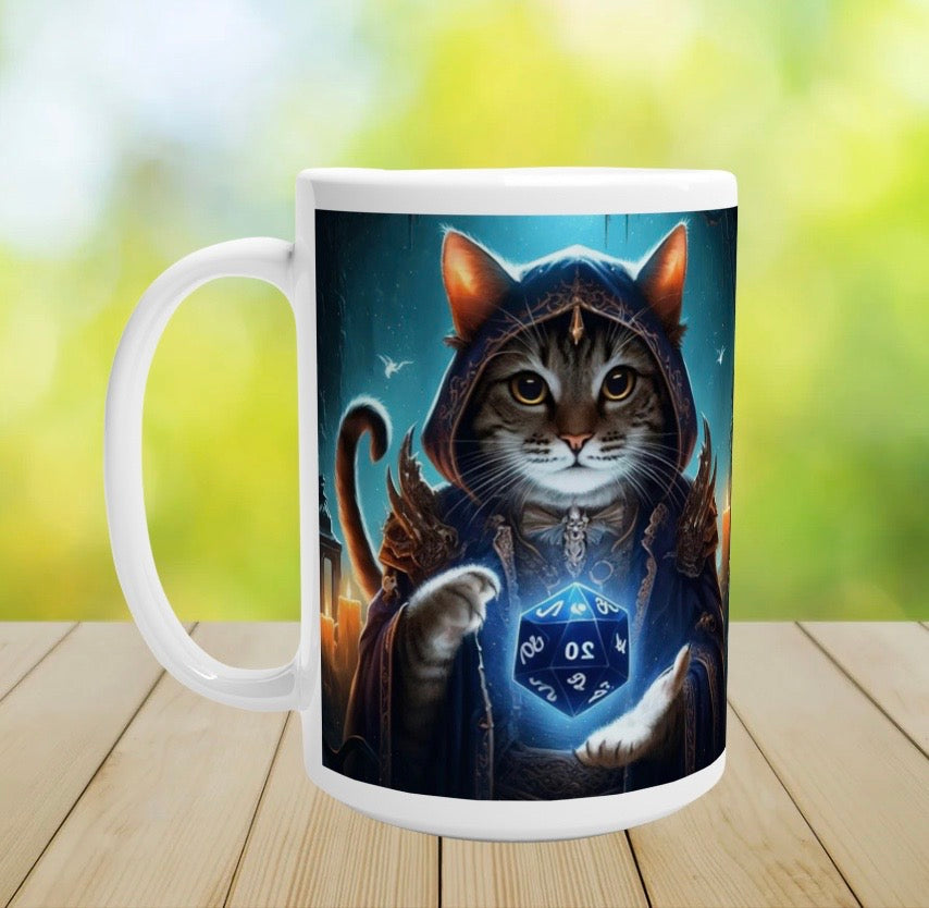 Dungeons and Dragons - Cat Sorcerer - White 15oz Ceramic Mug   