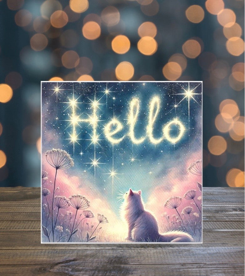 Hello - Cat Lover - Pack of 10 Blank Greeting Cards   