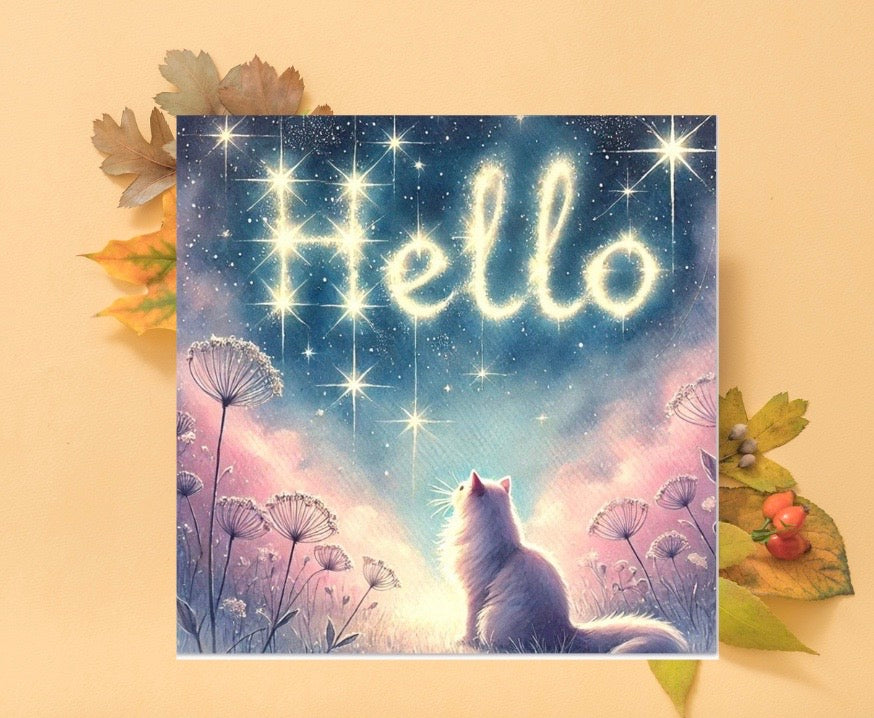 Hello - Cat Lover - Pack of 10 Blank Greeting Cards   