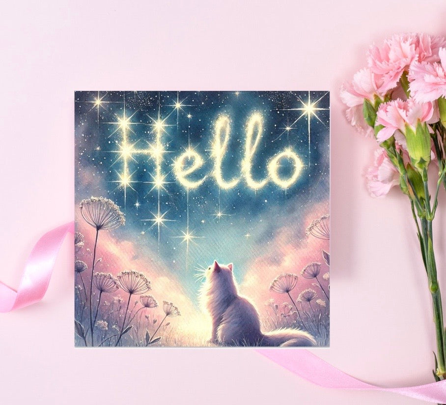 Hello - Cat Lover - Pack of 10 Blank Greeting Cards   