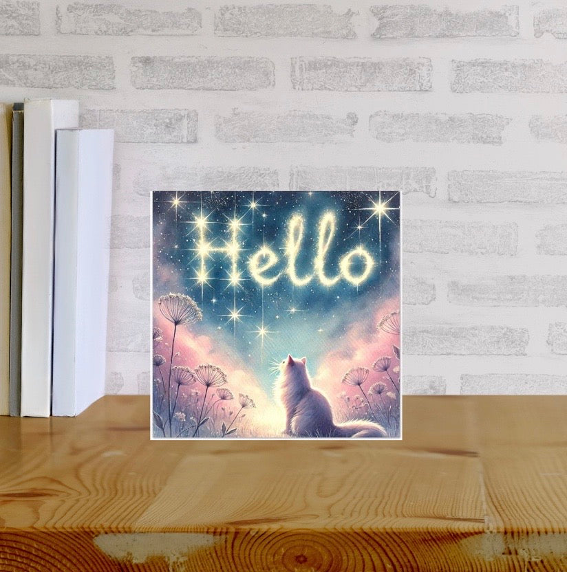 Hello - Cat Lover - Pack of 10 Blank Greeting Cards   