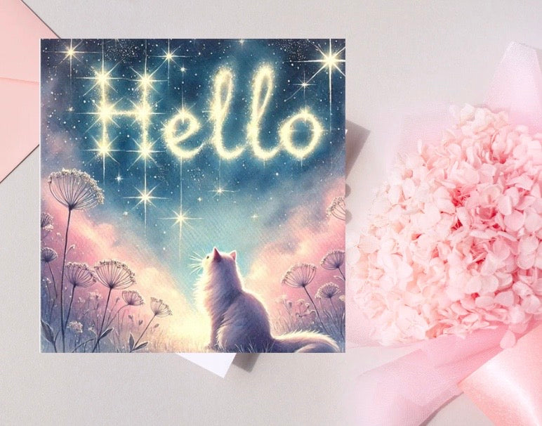 Hello - Cat Lover - Pack of 10 Blank Greeting Cards   