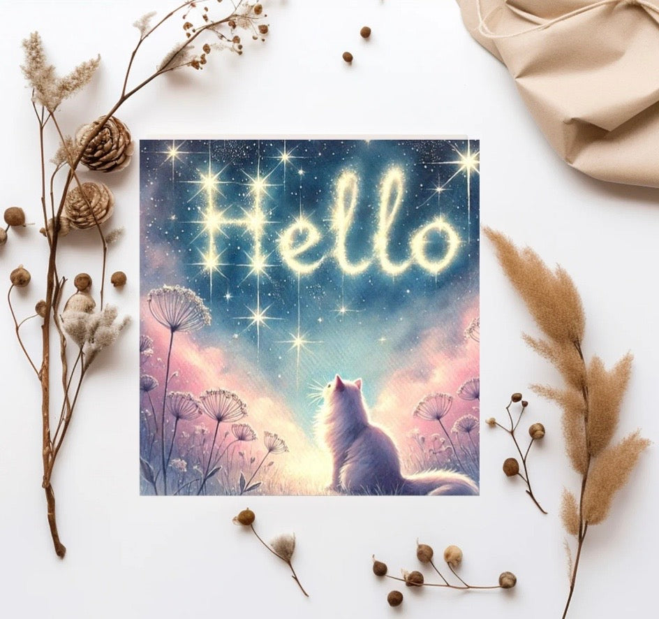 Hello - Cat Lover - Pack of 10 Blank Greeting Cards   