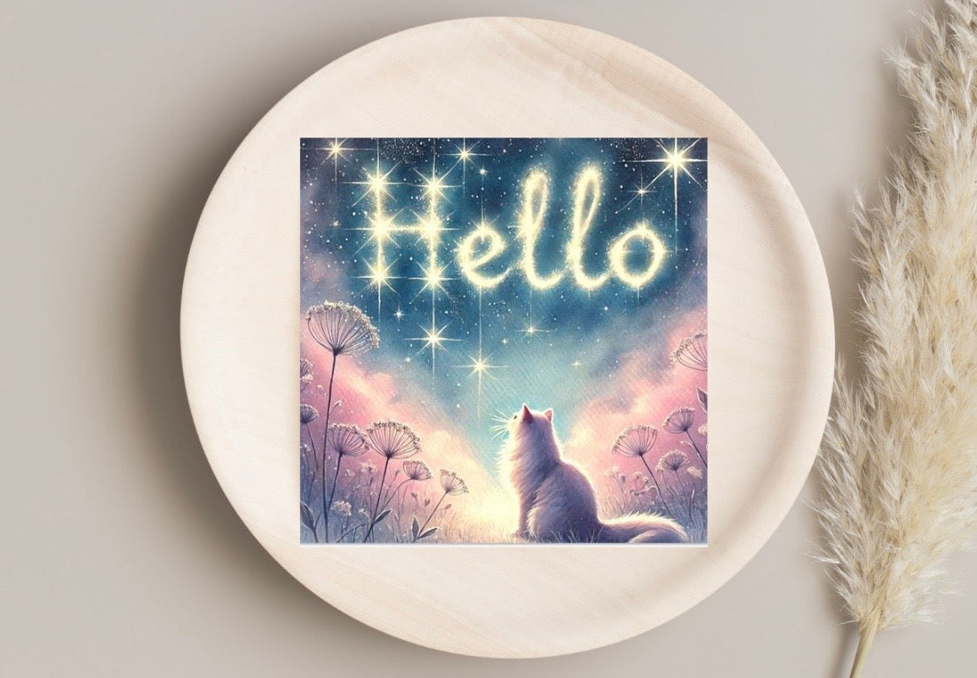 Hello - Cat Lover - Pack of 10 Blank Greeting Cards   