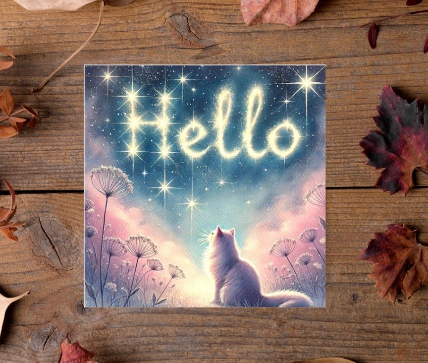 Hello - Cat Lover - Pack of 10 Blank Greeting Cards   