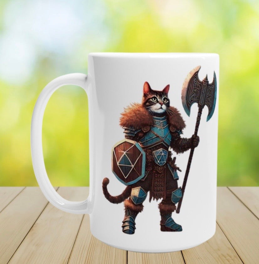 Dungeons and Dragons Cat Warrior - 15oz Ceramic Mug   