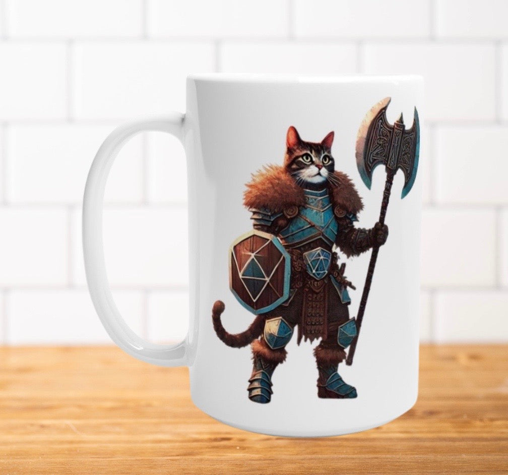 Dungeons and Dragons Cat Warrior - 15oz Ceramic Mug   