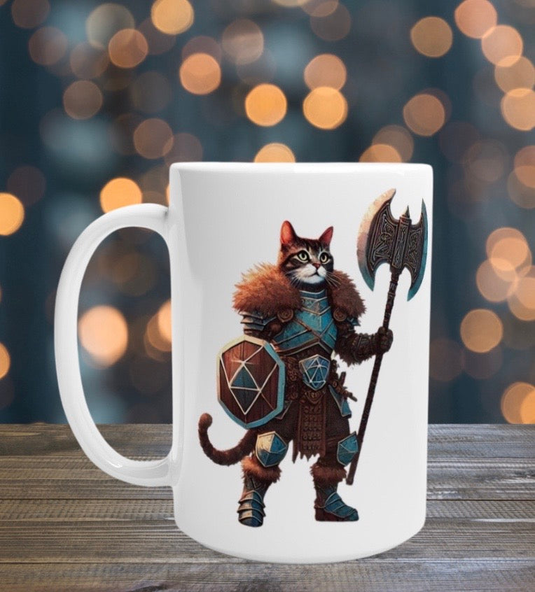 Dungeons and Dragons Cat Warrior - 15oz Ceramic Mug   