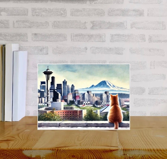 Seattle Views - Cat Lover - Pack of 10 - Blank Holiday Greeting Cards   