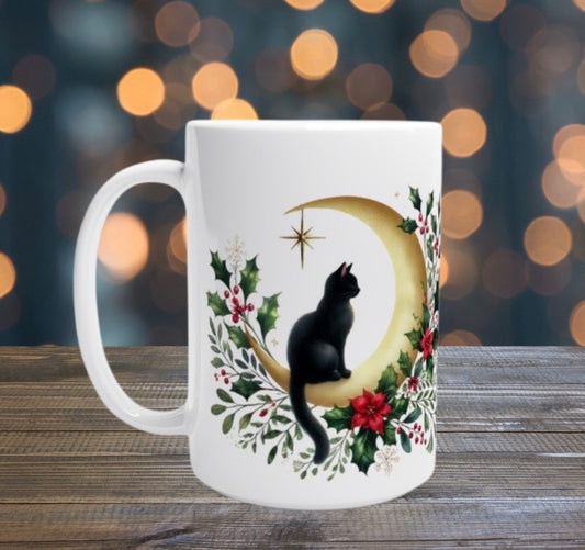 Winter Moon - Cat Lover - 15oz Ceramic Mug   