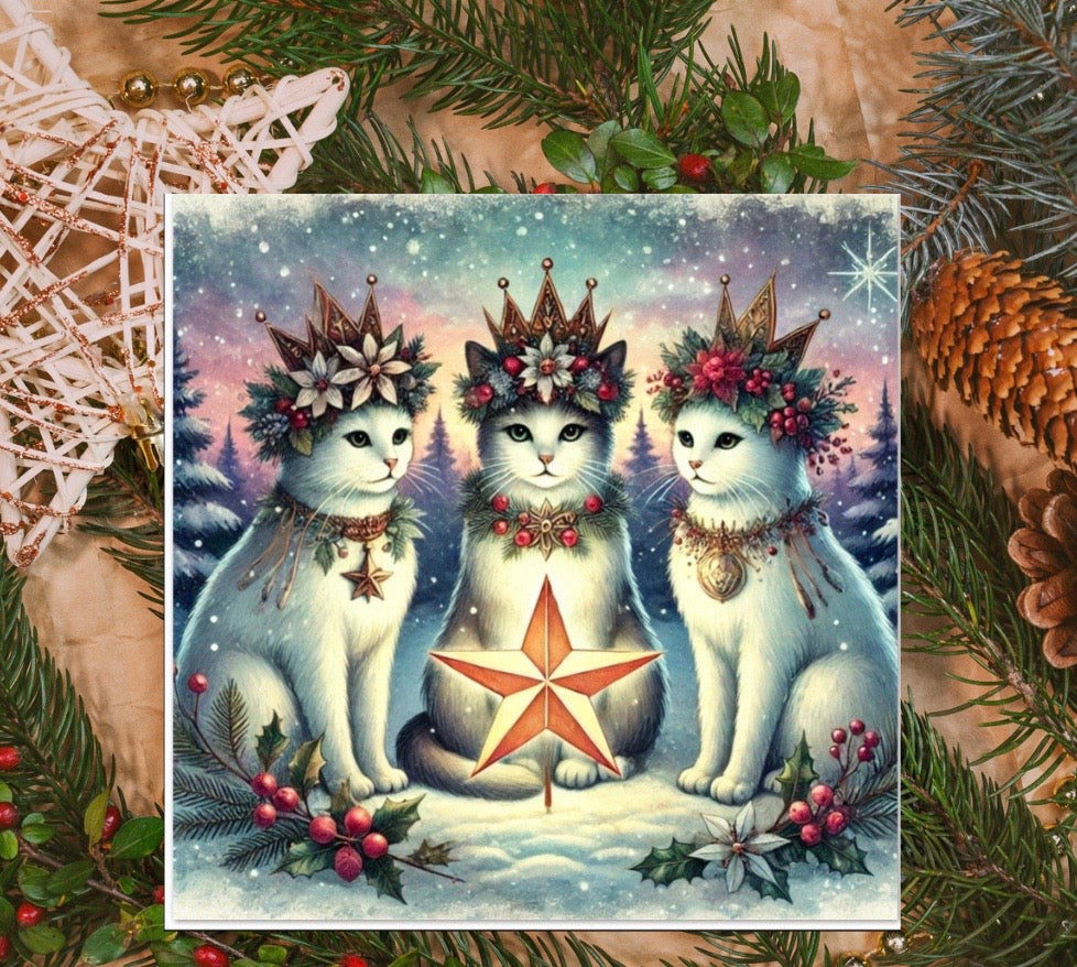 Winter Solstice - Cat Lover - Pack of 10 - Blank Greeting Cards   