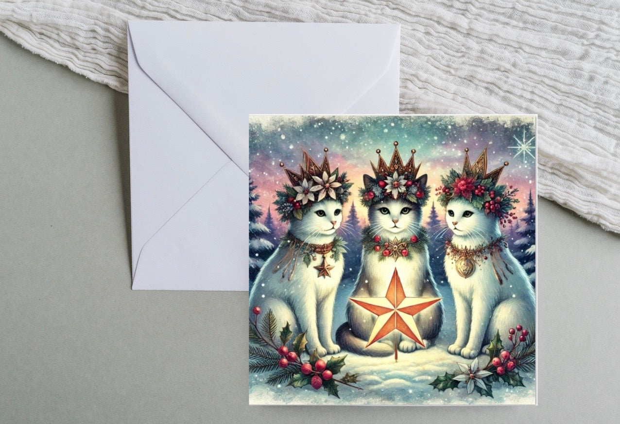 Winter Solstice - Cat Lover - Pack of 10 - Blank Greeting Cards   