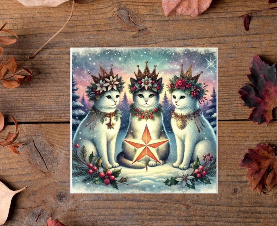 Winter Solstice - Cat Lover - Pack of 10 - Blank Greeting Cards   