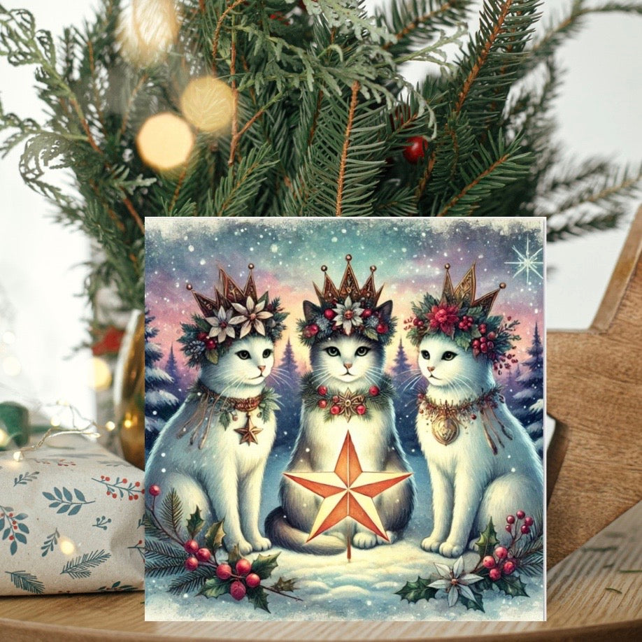 Winter Solstice - Cat Lover - Pack of 10 - Blank Greeting Cards   