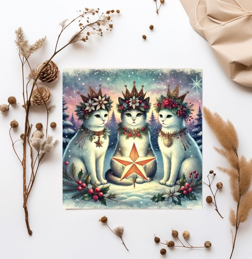 Winter Solstice - Cat Lover - Pack of 10 - Blank Greeting Cards   