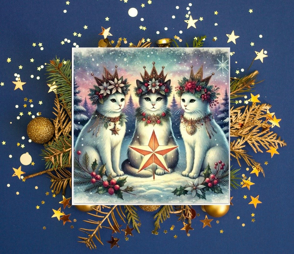 Winter Solstice - Cat Lover - Pack of 10 - Blank Greeting Cards   