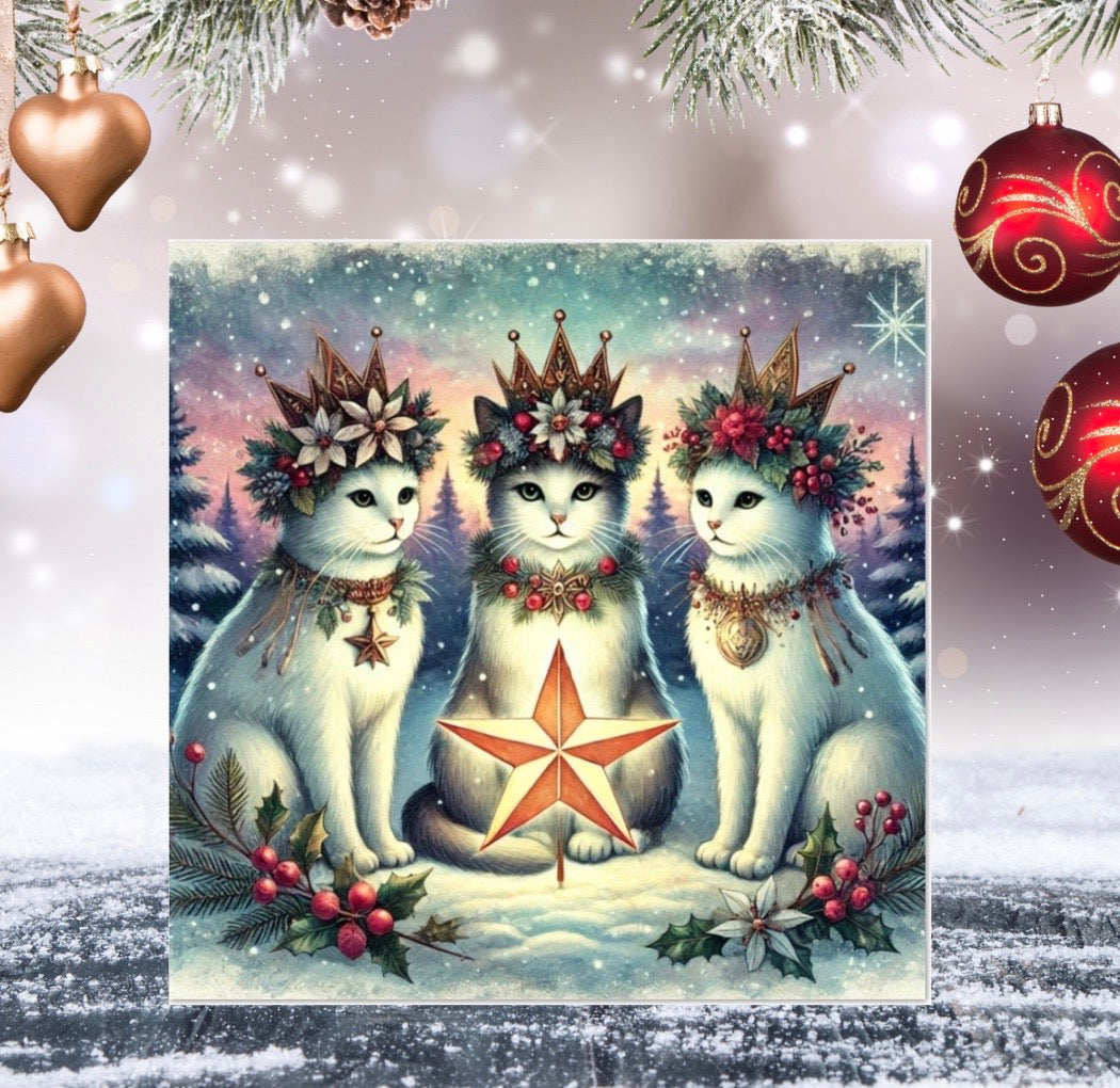 Winter Solstice - Cat Lover - Pack of 10 - Blank Greeting Cards   