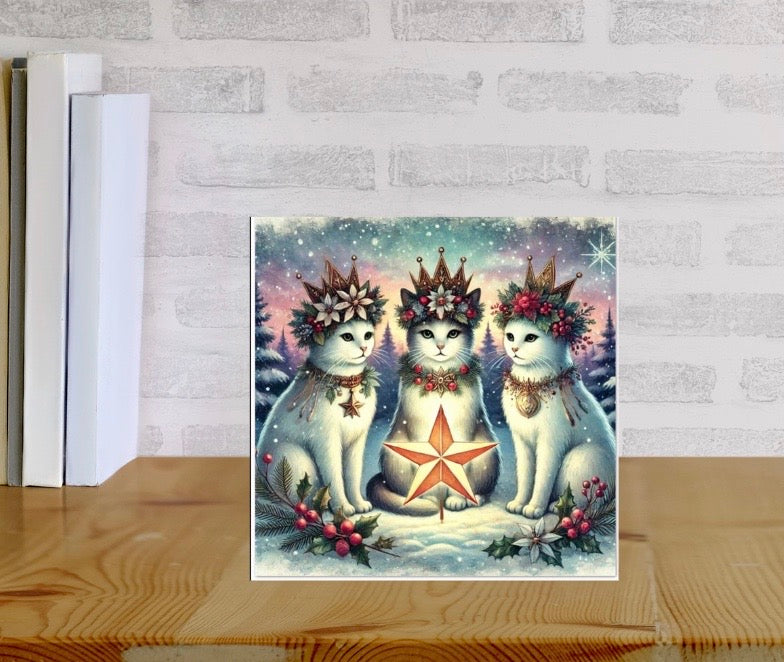 Winter Solstice - Cat Lover - Pack of 10 - Blank Greeting Cards   