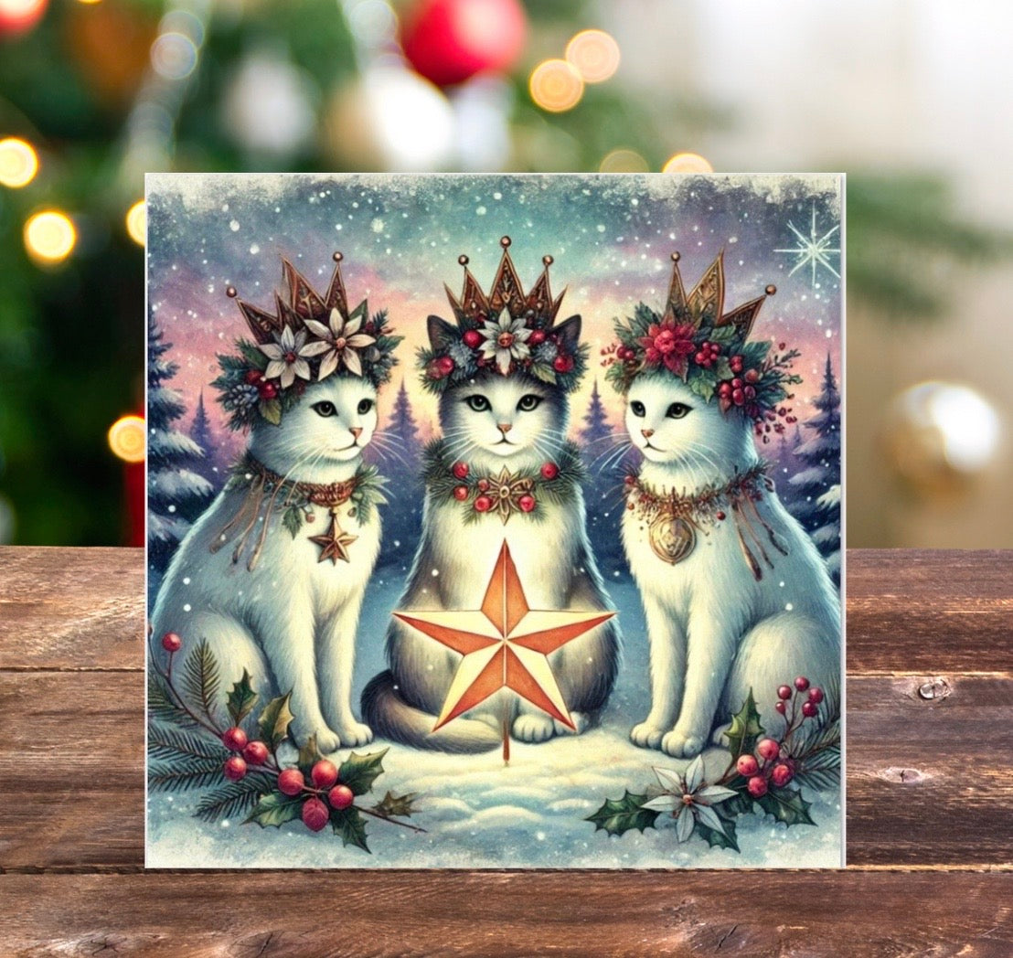 Winter Solstice - Cat Lover - Pack of 10 - Blank Greeting Cards   