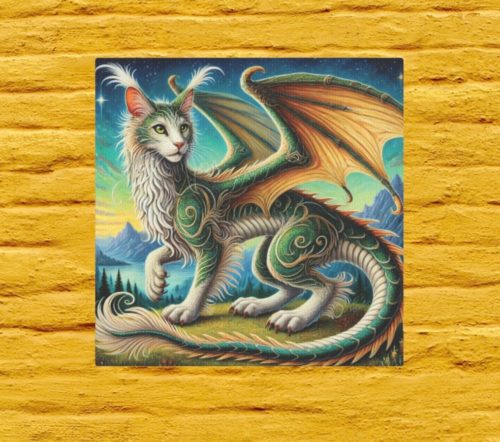 Magical Cragon - Cat Dragon - Wall Art Decor   