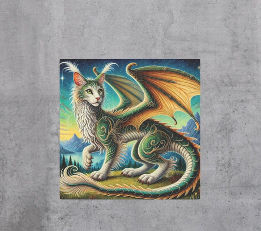 Magical Cragon - Cat Dragon - Wall Art Decor   