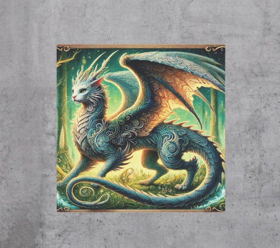 The Cragon - Cat Dragon  - Cat Lover - Wall Art Decor   